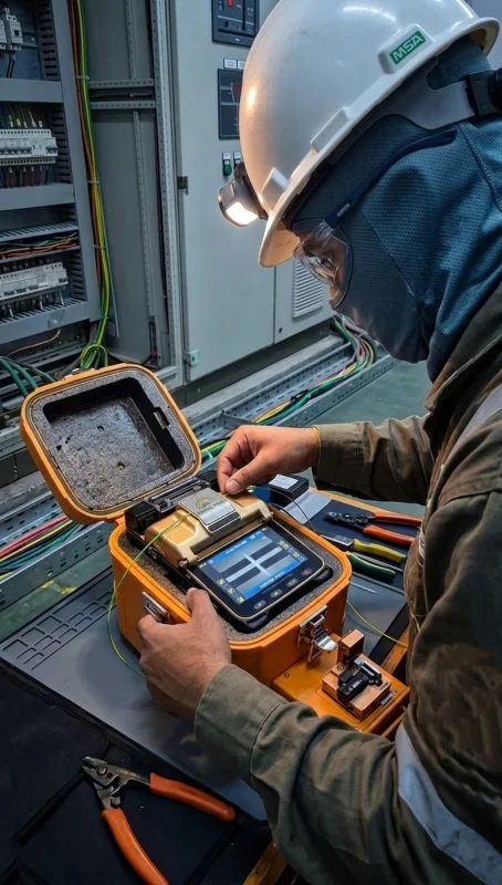 Instalação e Fusão de fibra óptica industrial